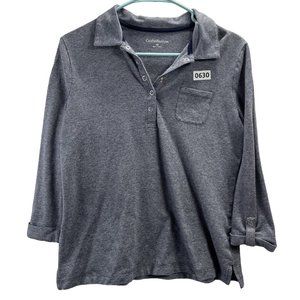 croft and barrow Mens 3/4 long sleeve Shirt Polo size M Color Gray